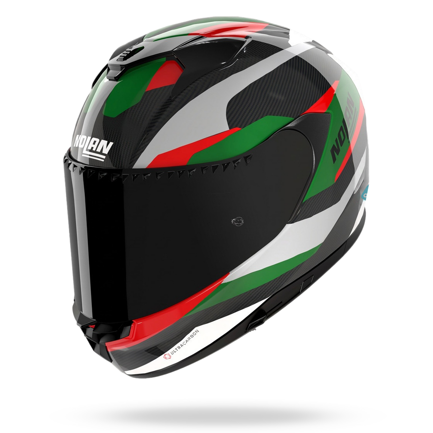 Nolan casco integrale X-904 ULTRA CARBON CALIBRO QUIN Argento / Verde / Rosso