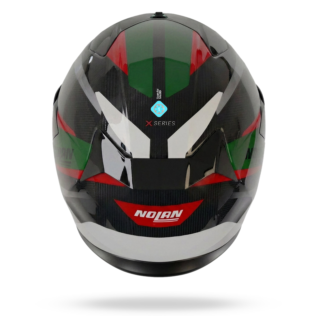 Nolan casco integrale X-904 ULTRA CARBON CALIBRO QUIN Argento / Verde / Rosso