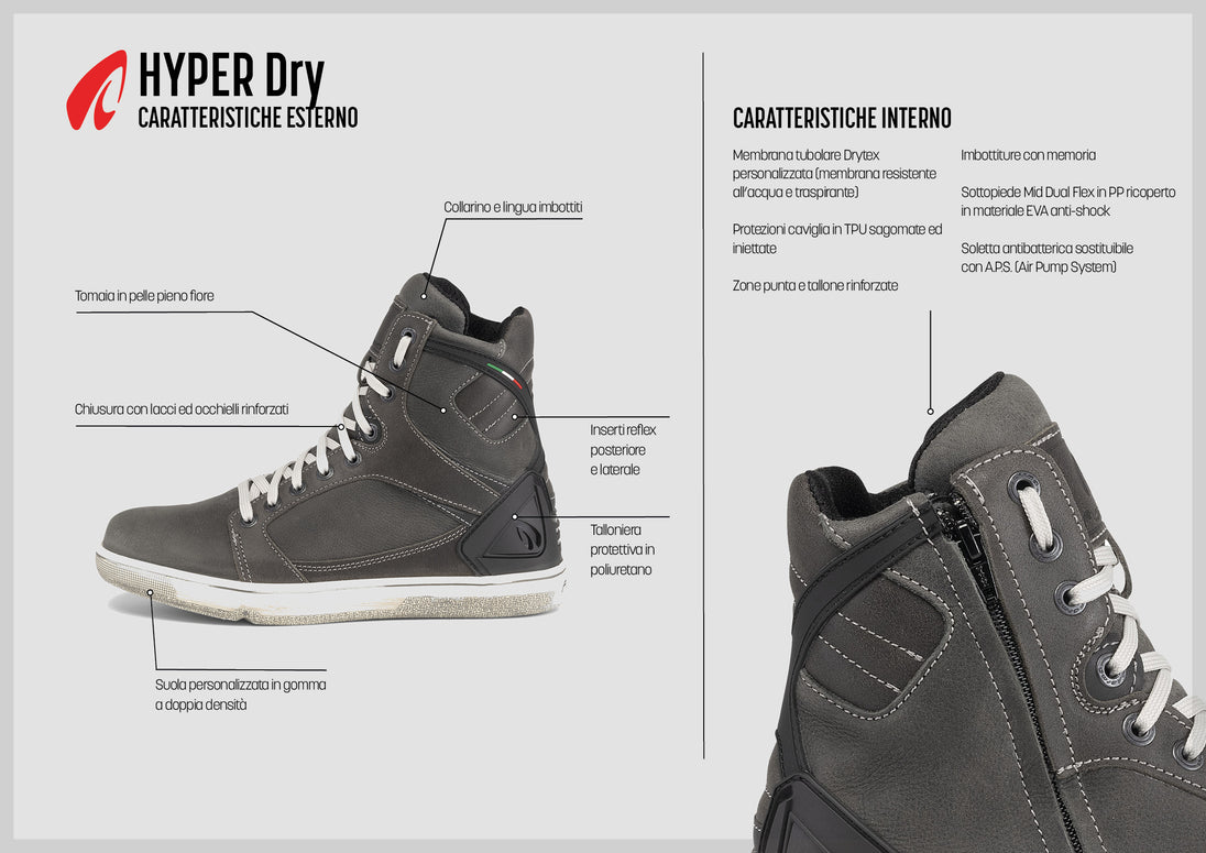 Forma scarpe moto HYPER Dry Black/Black dettaglio