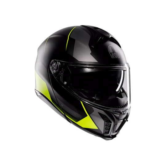 Agv casco modulare Tourmodular perception matt black yellow fluo vista 3/4
