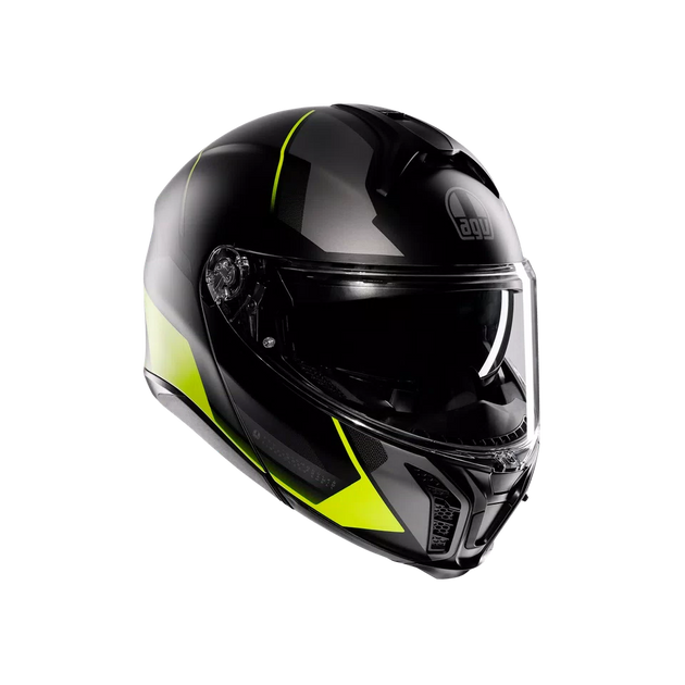 Agv casco modulare Tourmodular perception matt black yellow fluo vista 3/4