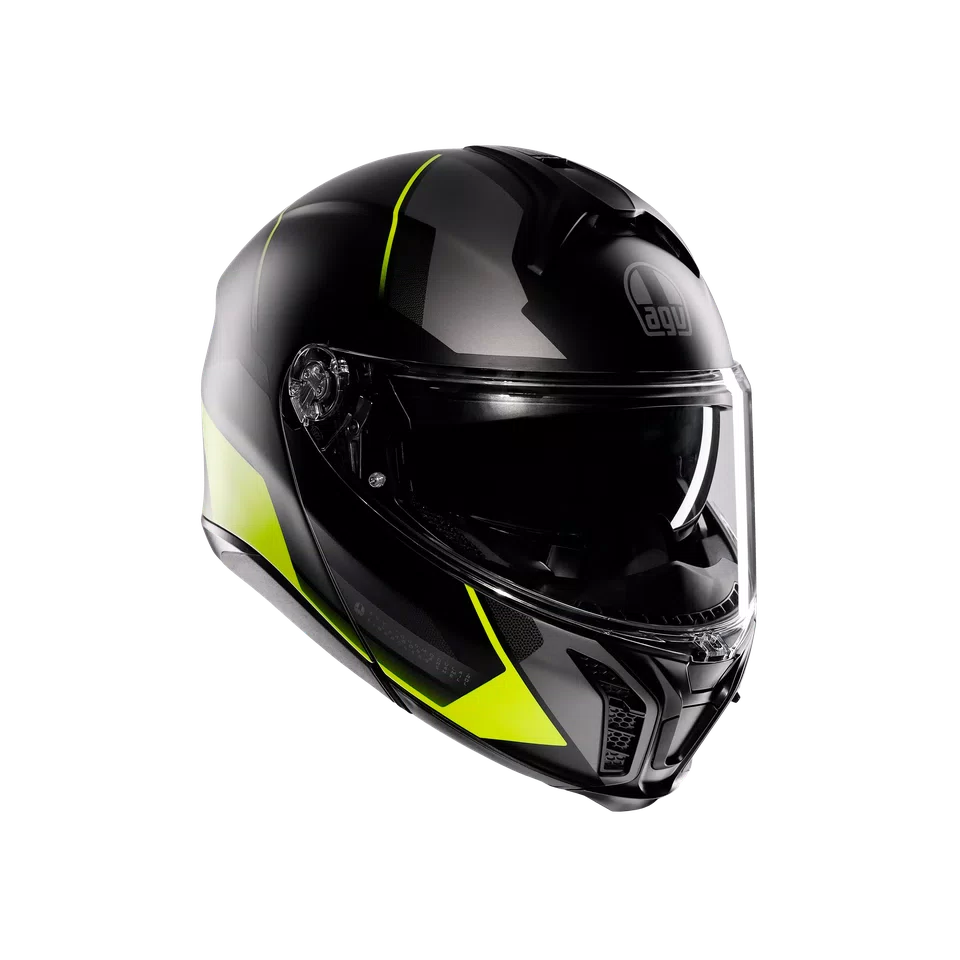 Agv casco modulare Tourmodular perception matt black yellow fluo vista 3/4