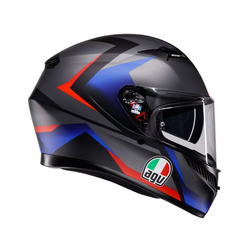 Agv casco integrale K3 striga matt black blue red vista 3/4