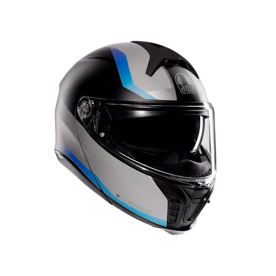 Agv casco modulare Tourmodular stray matt black grey blue vista 3/4