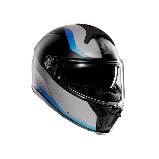 Agv casco modulare Tourmodular stray matt black grey blue vista 3/4