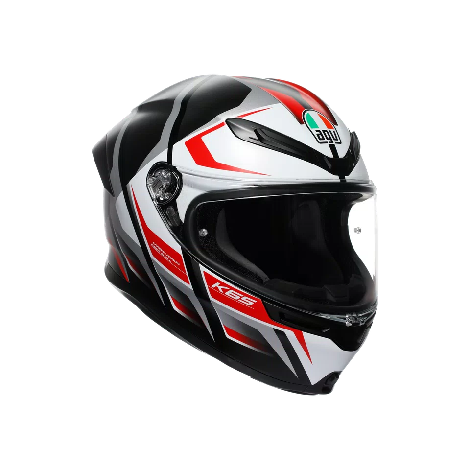Agv casco integrale K6 S karve matt black white red vista 3/4