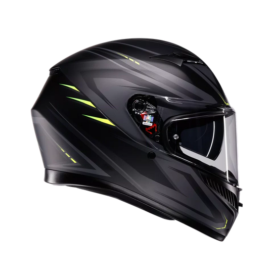 Agv casco integrale K3 syth matt black yellow fluo vista 3/4