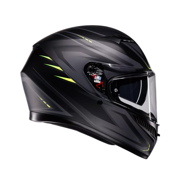 Agv casco integrale K3 syth matt black yellow fluo vista 3/4
