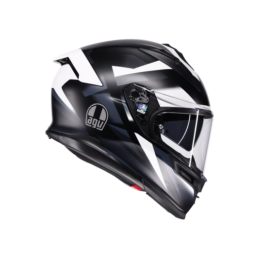 Agv casco integrale K7 glimpse matt black white vista 3/4
