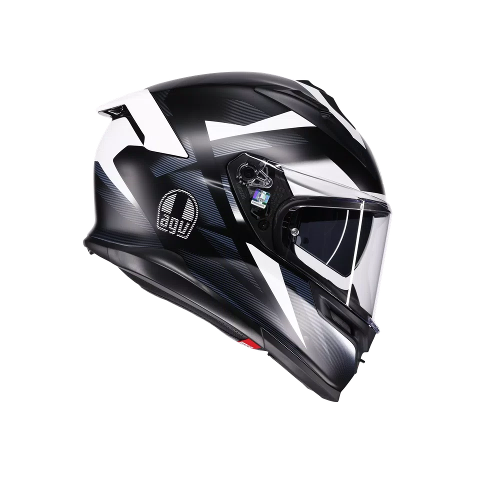 Agv casco integrale K7 glimpse matt black white vista 3/4