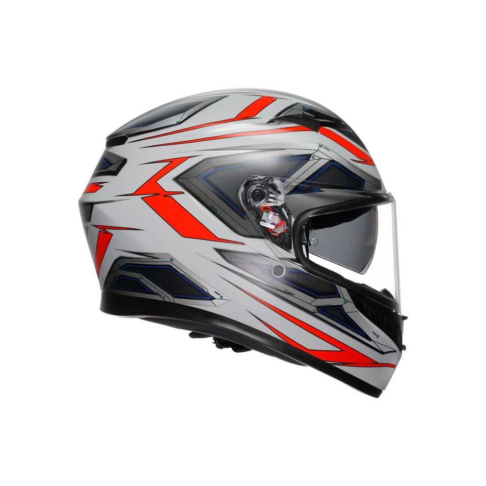 Agv casco integrale K3 space matt white red fluo vista 3/4