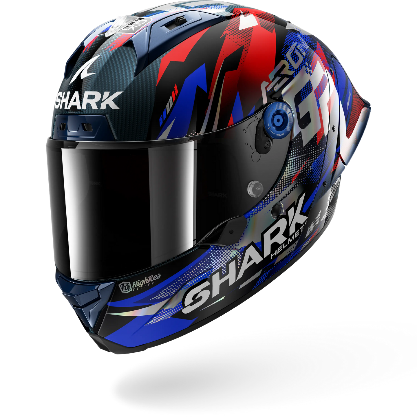 Shark casco integrale AERON GP FIM RACING #1 REPLICA ZARCO VICTORY 2025 Carbon Blue Chrom